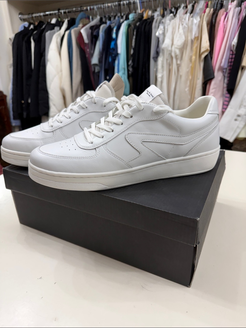 rag & bone White Leather Low-Top Sneakers